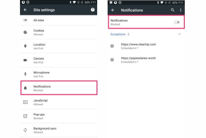 how to turn off notifications chrome firefox safari
