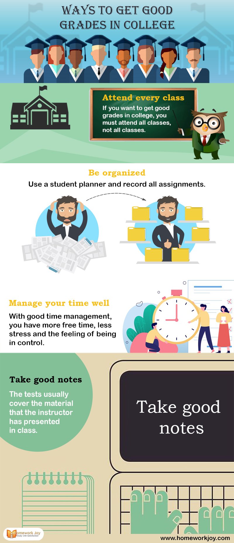 Ways to get Good Grades in College Infographics